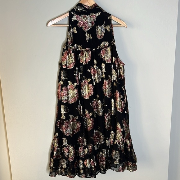 Maeve Anthropologie Halter Shine Swing Mini Dress in Black Size 1X NWT - Picture 5 of 9